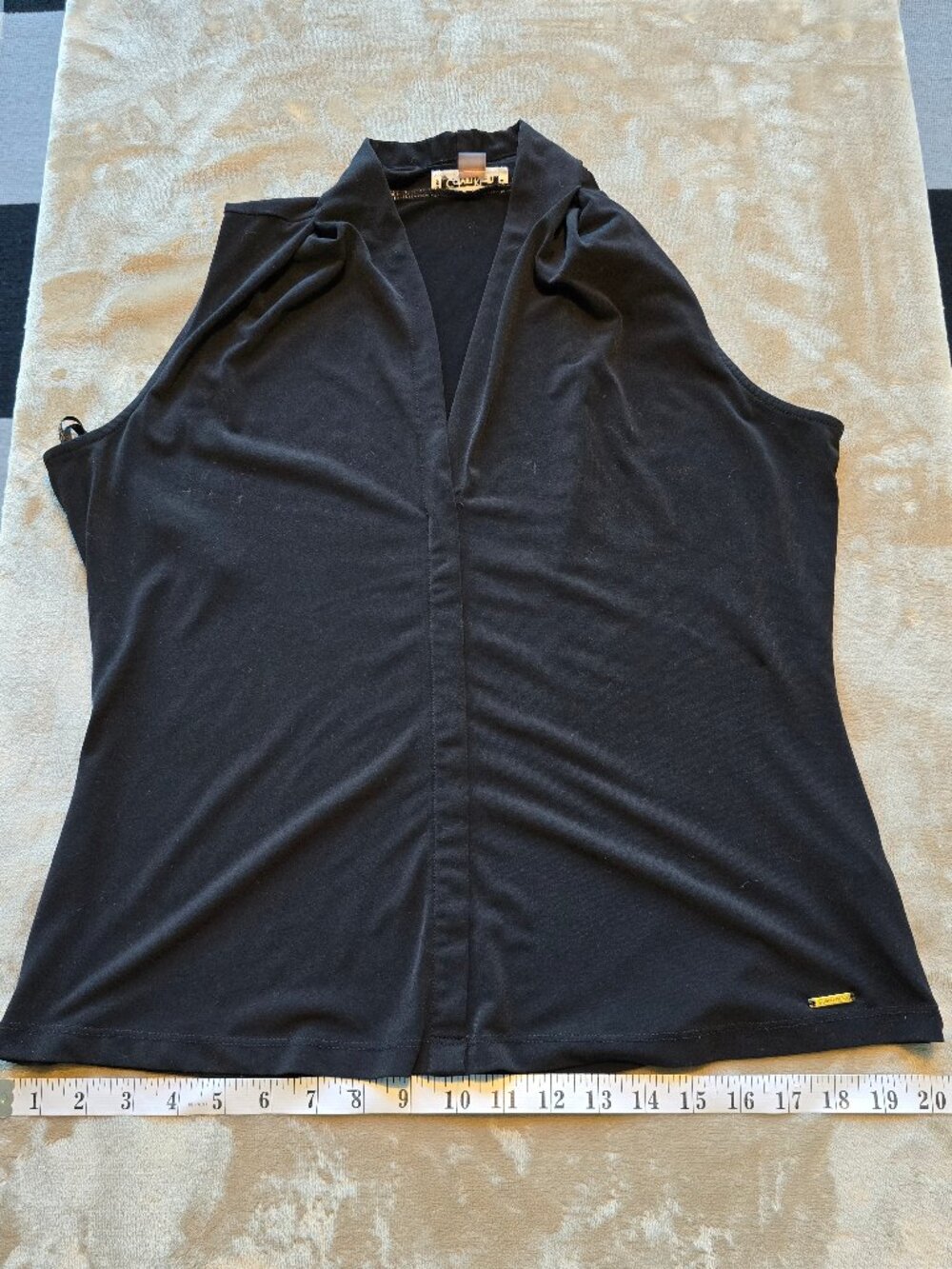 Calvin Klein Sleeveless Cowl/Draped Neck Blouse Black